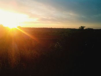 Scenic view of field against sky during sunset