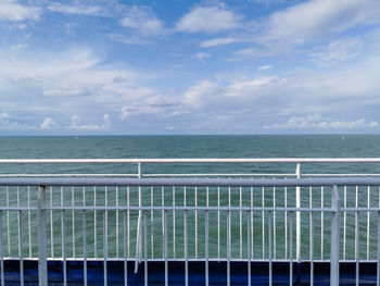 View of swimming pool against sea