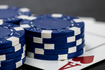 Close-up of bitcoin on table