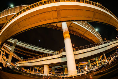 Low angle view of bridge at night