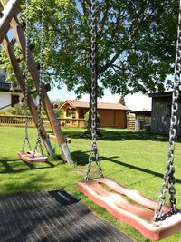 View of swing in playground