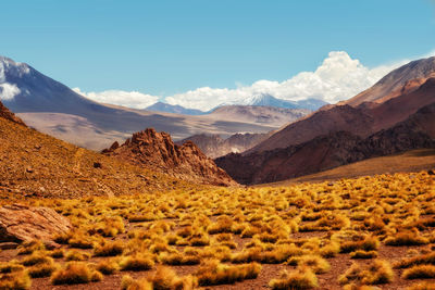 Scenic view of mountains against sky