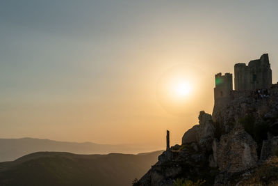 The wonderful rocca calascio castle at sunrise in abruzzo, italy