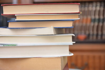 Close-up of books on table