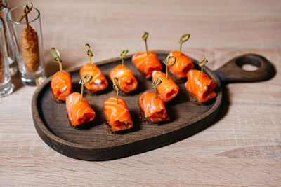 High angle view of food on table