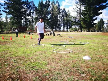 Man playing soccer on field