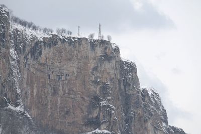 Low angle view of rock formations against sky