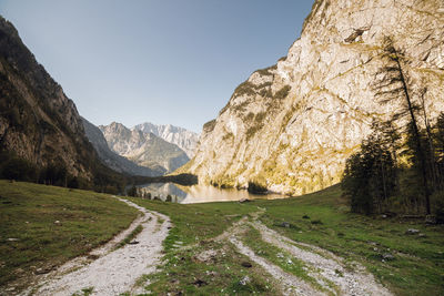 Scenic view of mountains against clear sky