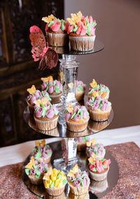 Close-up of cupcakes on table