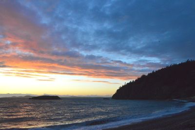Scenic view of sea against sky at sunset
