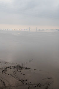 Suspension bridge in distance