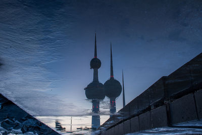 Buildings against sky during winter
