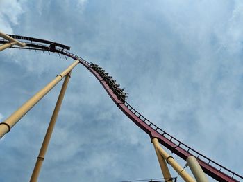Low angle view of rollercoaster against sky