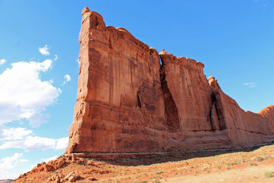 Scenic view of rock formations on landscape against sky