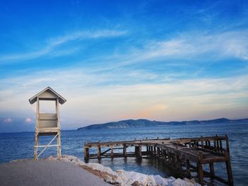 Scenic view of sea against blue sky