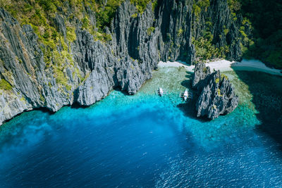 Rock formations in sea