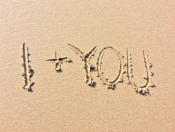 Text on sand at beach