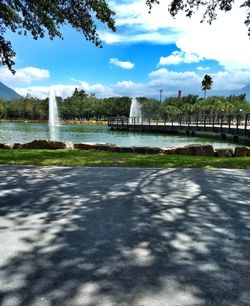 View of lake against cloudy sky