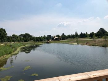 Scenic view of lake against sky