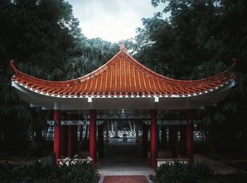 Exterior of temple building against sky