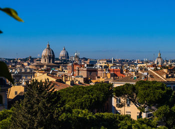 High angle view of buildings against sky