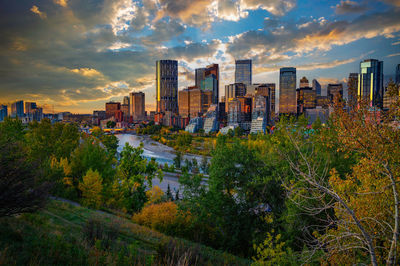 Buildings in city against sky