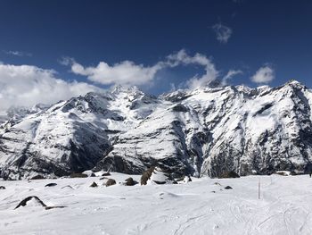 Snowcapped mountains against sky