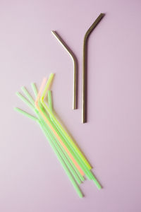 High angle view of leaf on table against white background