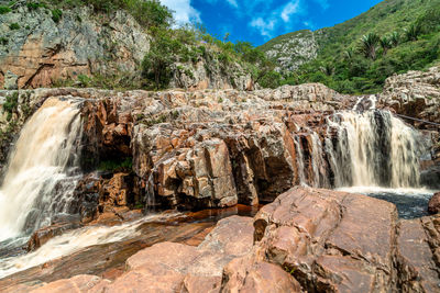 Scenic view of waterfall