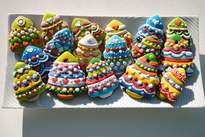 High angle view of cupcakes