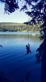 Scenic view of lake against sky