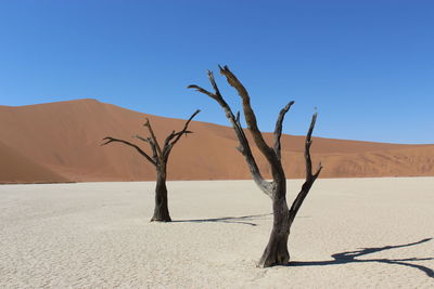 View of desert against clear sky