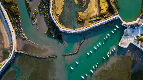 High angle view of old abandoned boat