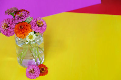 Close-up of flower vase on table