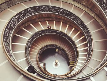 High angle view of spiral stairs