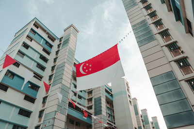 Low angle view of modern buildings against sky