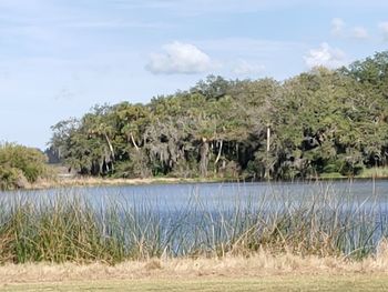 Scenic view of lake against sky