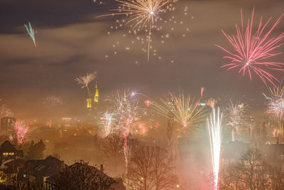 Firework display at night