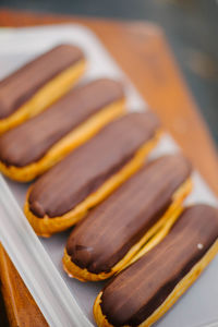 Close-up of chocolate cake on table