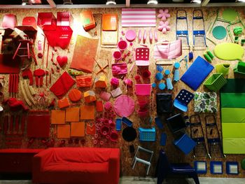 Full frame shot of multi colored store for sale in market