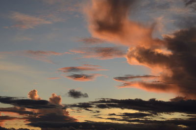 Scenic view of cloudy sky at sunset