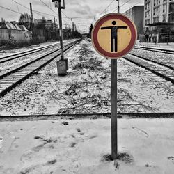 Sign board on road