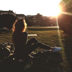 Sun shining through trees