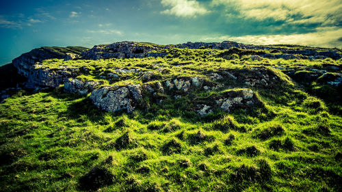 Scenic view of land against sky