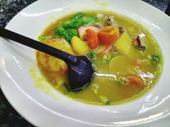 Close-up of soup in bowl