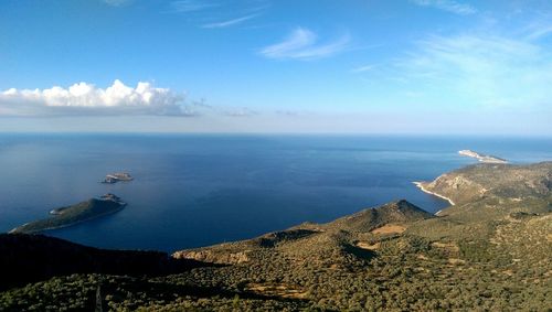 High angle view of sea against sky