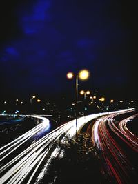 Light trails on highway at night