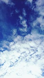 Low angle view of clouds in blue sky