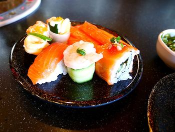 Close-up of sushi on plate
