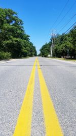 Empty road along trees